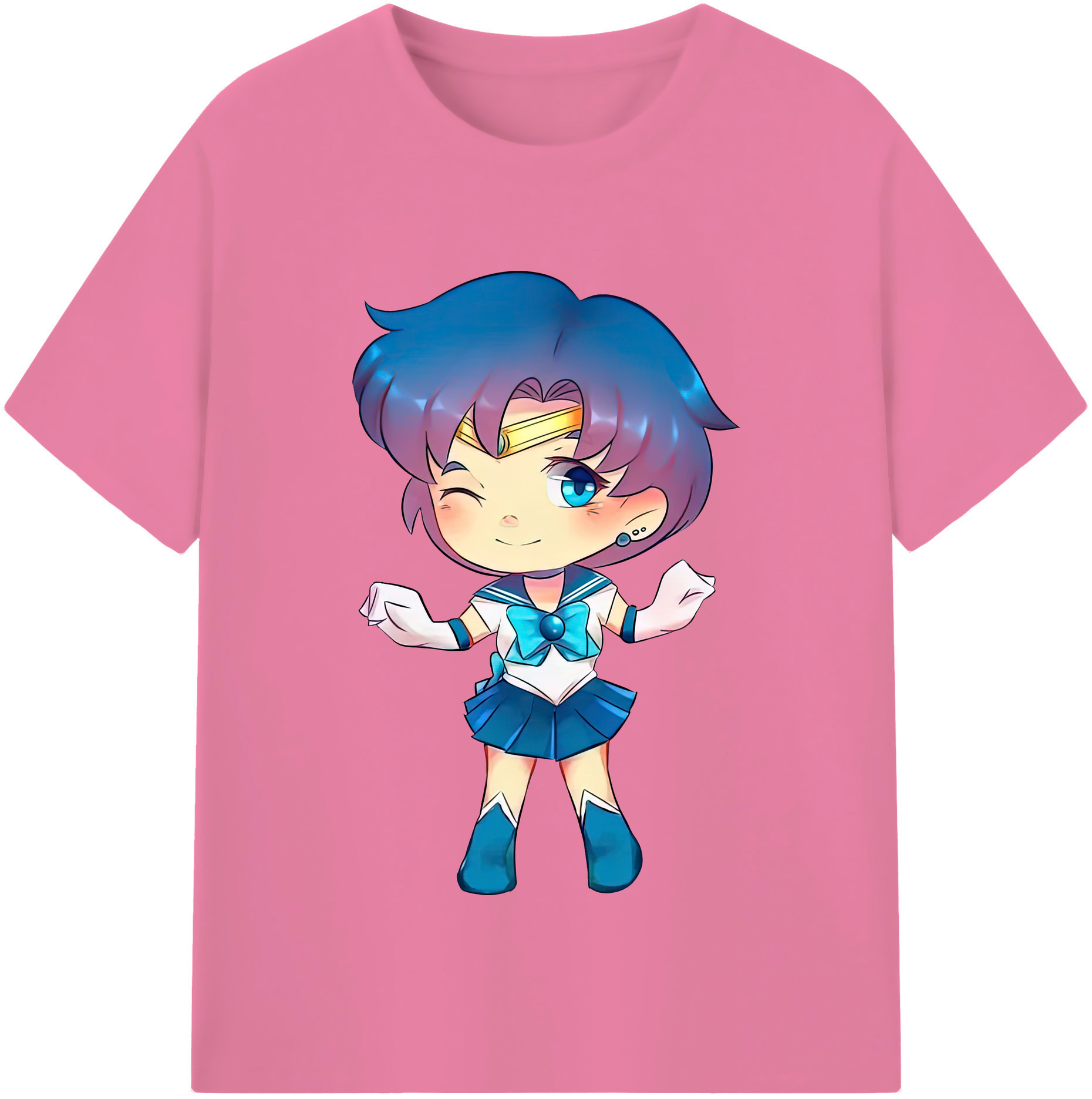 （画像用） 美少女戦士セーラームーン 水野 亜美 みずの あみ Sailor Moon Mizuno Ami 綿100％半袖Tシャツ（フロントプリント）